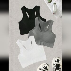 SHEIN Yoga Basic 3pcs Seamless High Stretch Racerback Sports Bra